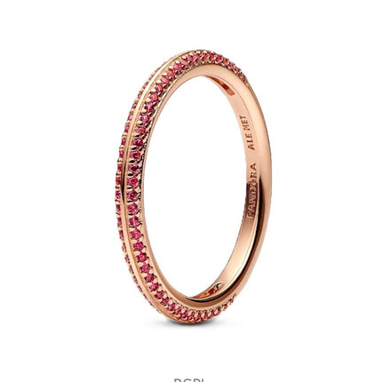 Bague Pandora Me Pavé Rouge Plaqué Or Rose 14 Carats P-189679C02-54 Pour Femme