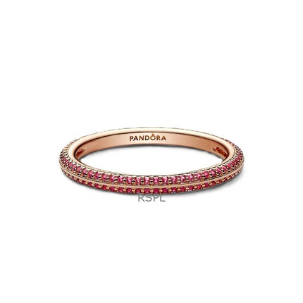 Bague Pandora Me Pavé Rouge Plaqué Or Rose 14 Carats P-189679C02-54 Pour Femme