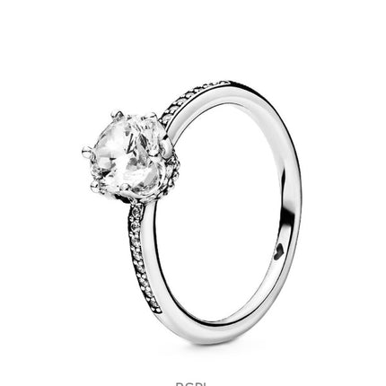Bague solitaire Pandora Sparkling Crown avec oxyde de zirconium transparent P-198289CZ-54 pour femme