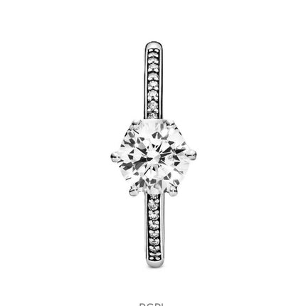 Bague solitaire Pandora Sparkling Crown avec oxyde de zirconium transparent P-198289CZ-54 pour femme
