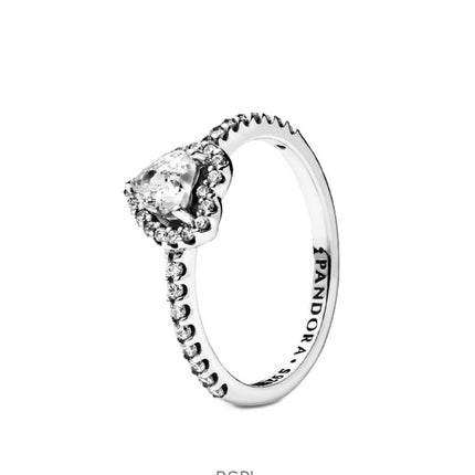 Bague Pandora cœur surélevé avec oxyde de zirconium transparent P-198421C01-54 pour femme
