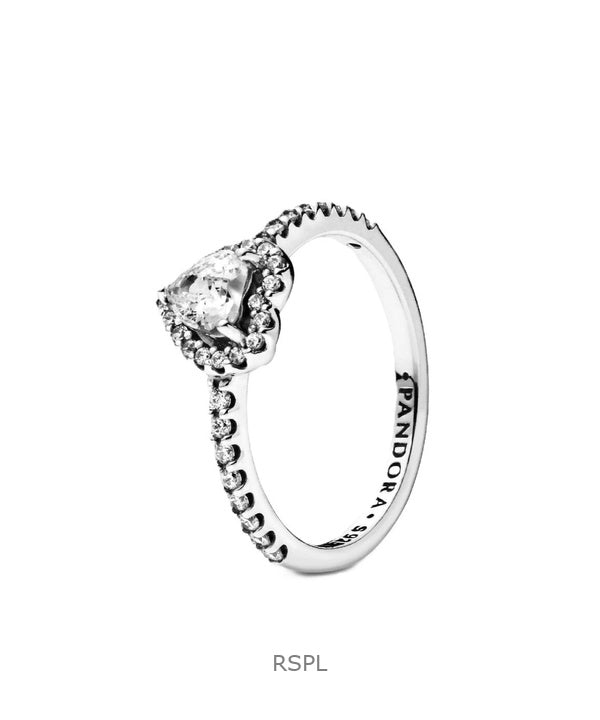 Bague Pandora cœur surélevé avec oxyde de zirconium transparent P-198421C01-54 pour femme