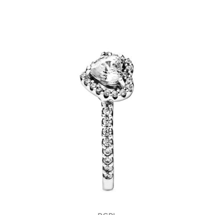 Bague Pandora cœur surélevé avec oxyde de zirconium transparent P-198421C01-54 pour femme