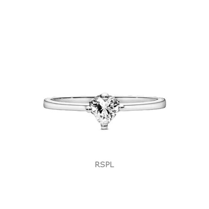 Bague solitaire Pandora en forme de cœur avec oxyde de zirconium transparent P-198691C01-54 pour femme