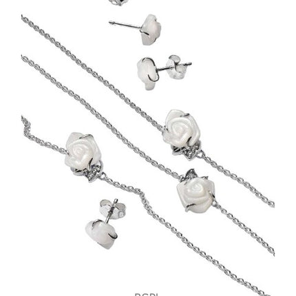 Boucles d&#39;oreilles à tige Pandora Rose blanche en fleurs avec biorésine blanche P-293209C01 pour femme