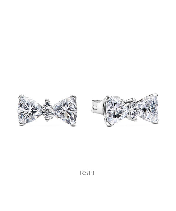 Boucles d'oreilles à tige Pandora en forme de nœud scintillant avec oxyde de zirconium transparent P-293506C01 pour femme