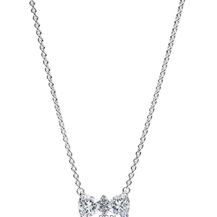 Collier Pandora avec nœud scintillant et oxyde de zirconium transparent P-393509C01-45 pour femme