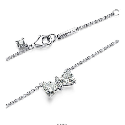 Collier Pandora avec nœud scintillant et oxyde de zirconium transparent P-393509C01-45 pour femme