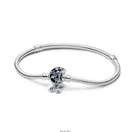 Bracelet Pandora Moments Lune scintillante avec oxydes de zirconium bleus et blancs P-592819C01-18 pour femme