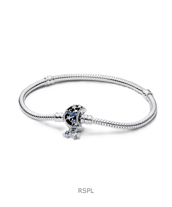 Bracelet Pandora Moments Lune scintillante avec oxydes de zirconium bleus et blancs P-592819C01-18 pour femme