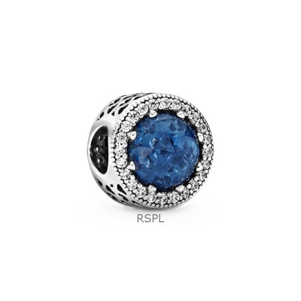 Charm Pandora Cœurs Radieux avec Cristal Bleu et Zircone Cubique Transparent P-791725NMB pour Femme