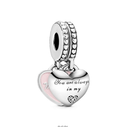 Pandora Cœurs Mère et Fille avec émail rose et oxyde de zirconium transparent P-792072EN40 pour femme