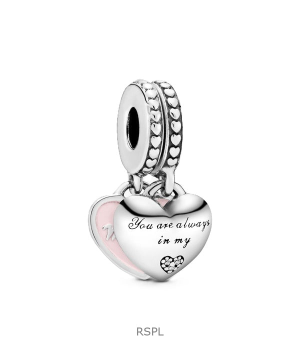 Pandora Cœurs Mère et Fille avec émail rose et oxyde de zirconium transparent P-792072EN40 pour femme