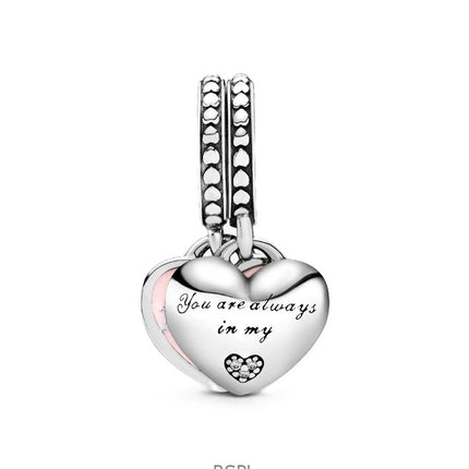 Pandora Cœurs Mère et Fille avec émail rose et oxyde de zirconium transparent P-792072EN40 pour femme