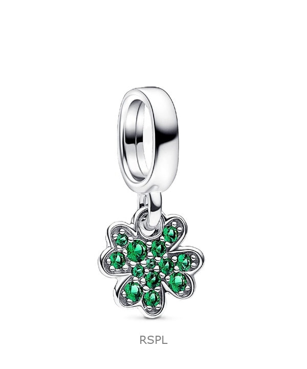 Charm pendant Pandora Moments Trèfle à quatre feuilles avec cristaux verts P-792751C01 pour femme