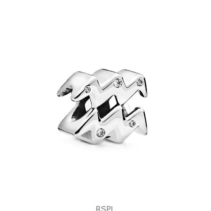 Charm Pandora scintillant signe astrologique Verseau avec zircone cubique transparente P-798415C01 pour femme
