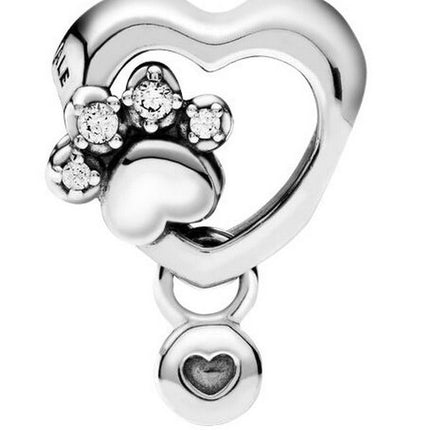 Charm Pandora scintillant en forme d&#39,empreinte de patte et de cœur avec zircone cubique transparente 798873C01 pour femme