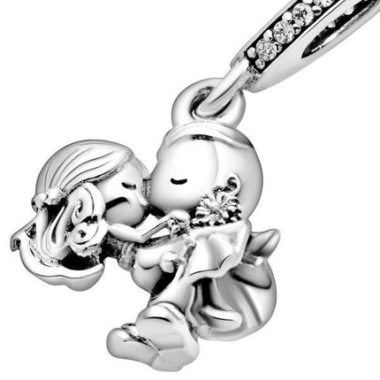Charm pendentif Pandora Couple marié en argent sterling avec zircone cubique transparente 798896C01 pour femme