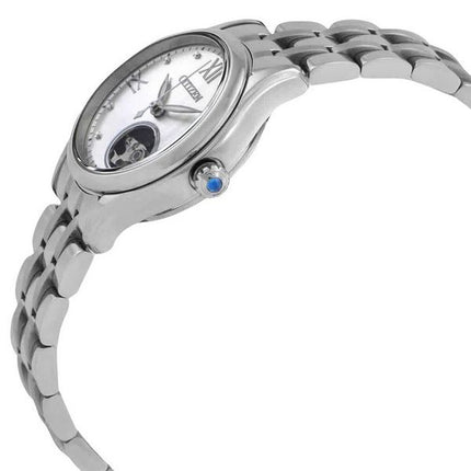 Montre automatique pour femme Citizen Luna en acier inoxydable à cœur ouvert et cadran argenté PR1040-88A