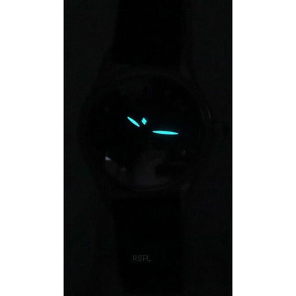 Montre pour femme Citizen Luna avec bracelet en cuir et nacre bleue, cadran à  cœur ouvert, automatique PR1041-18N