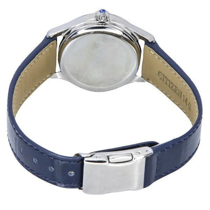 Montre pour femme Citizen Luna avec bracelet en cuir et nacre bleue, cadran à  cœur ouvert, automatique PR1041-18N