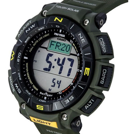 Montre pour homme Casio Pro Trek Digital Green à base de résine biologique Tough Solar PRG-340-3 100M