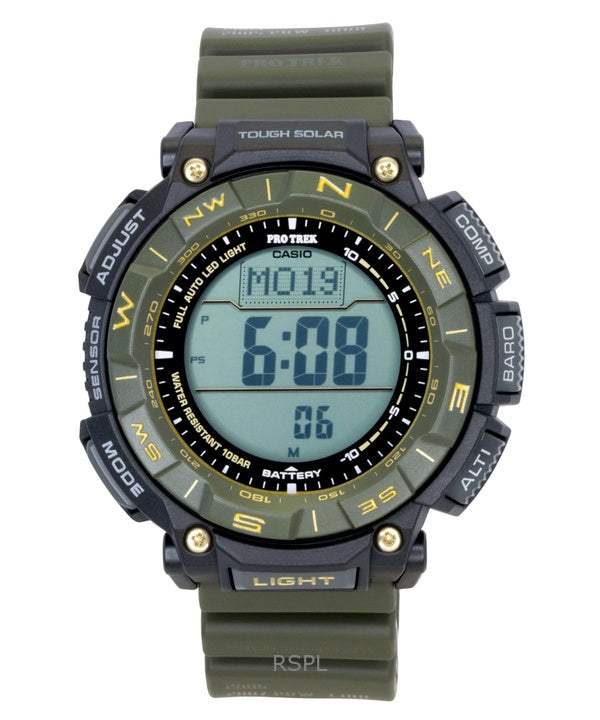 Montre homme Casio Pro Trek Digital PRG-340ANS-3 100M avec bracelet en résine biosourcée et écran solaire