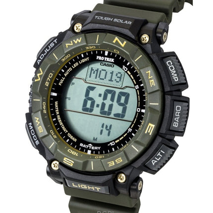 Montre homme Casio Pro Trek Digital PRG-340ANS-3 100M avec bracelet en résine biosourcée et écran solaire