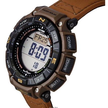 Montre Casio Pro Trek Climber Line pour homme, bracelet en cuir, numérique, solaire, PRG-340L-5, 100 m