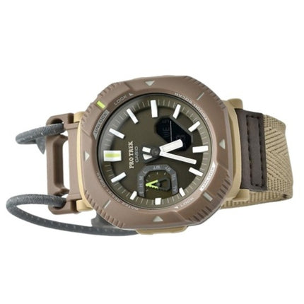 Montre unisexe Casio Pro Trek analogique numérique pour smartphone avec bracelet en tissu, cadran vert, Tough Solar PRJ-B001B-5,