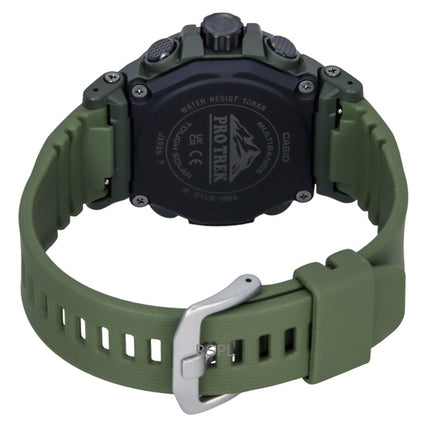 Montre homme Casio Pro Trek analogique numérique, bracelet en résine biosourcée, cadran blanc, solaire PRW-61LD-3, 100 m
