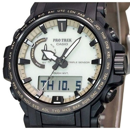 Montre pour homme Casio Protrek Climber Line avec bracelet en résine à base biologique et cadran entièrement lumineux solaire PR