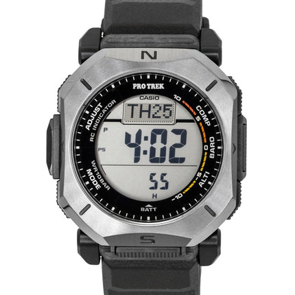 Montre Casio Pro Trek pour homme, radiocommandée, bracelet en caoutchouc, solaire, étanche à 100 m (PRW-69Y-1).
