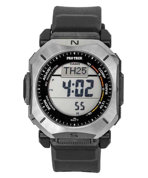 Montre Casio Pro Trek pour homme, radiocommandée, bracelet en caoutchouc, solaire, étanche à 100 m (PRW-69Y-1).