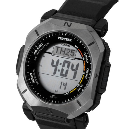 Montre Casio Pro Trek pour homme, radiocommandée, bracelet en caoutchouc, solaire, étanche à 100 m (PRW-69Y-1).