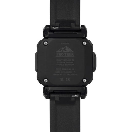 Montre Casio Pro Trek pour homme, radiocommandée, bracelet en caoutchouc, solaire, étanche à 100 m (PRW-69Y-1).