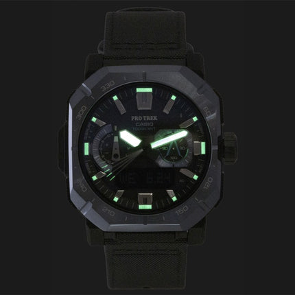 Montre homme Casio Pro Trek analogique-numérique avec connexion smartphone, cadran noir, solaire PRW-B1000B-2, étanche à 100 m