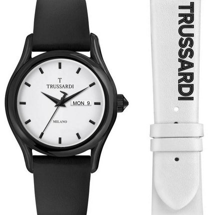 Montre homme Trussardi T-Light cadran blanc bracelet en cuir quartz R2451127012