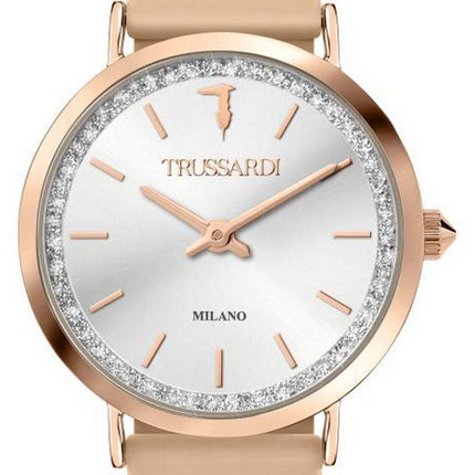 Montre Femme Trussardi T-Motif Cadran Argent Bracelet Caoutchouc Quartz R2451140502
