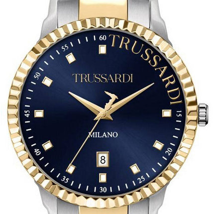 Montre homme Trussardi T-Bent cadran bleu deux tons en acier inoxydable à quartz R2453141001