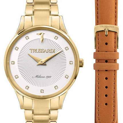 Montre Femme Trussardi Gold Edition Crystal Accents Cadran Blanc Quartz R2453149501