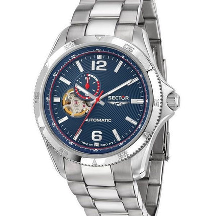 Sector 650 Automatico Acier Inoxydable Coeur Ouvert Cadran Bleu Automatique R3223231001 100M Montre Homme
