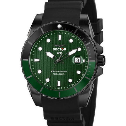 Montre pour homme Sector 450 Green Matt Dial Bracelet en silicone Quartz R3251276001 100M