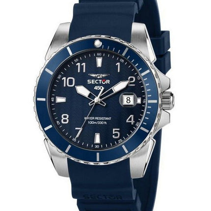 Montre pour homme Sector 450 Blue Sunray Dial Bracelet en silicone Quartz R3251276003 100M