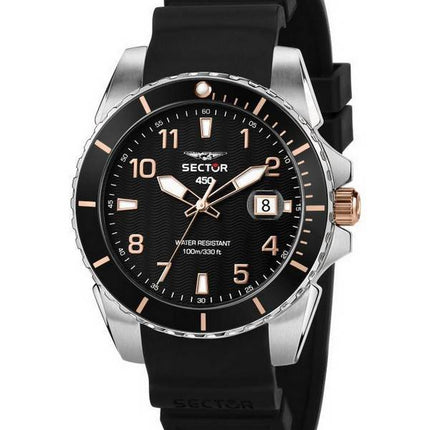Montre pour homme Sector 450 cadran noir bracelet en silicone quartz R3251276006 100M
