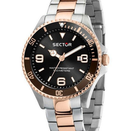 Montre pour homme Sector 230 cadran noir deux tons en acier inoxydable à quartz R3253161019 100M