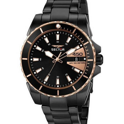Montre pour homme Sector 450 à cadran noir en acier inoxydable R3253276006 100M