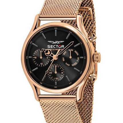 Montre pour homme Sector 660 cadran noir en acier inoxydable ton or rose à quartz R3253517010