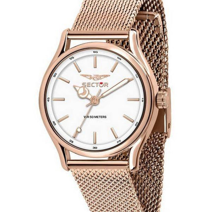 Montre pour femme Sector 660 cadran blanc en acier inoxydable ton or rose à quartz R3253517503