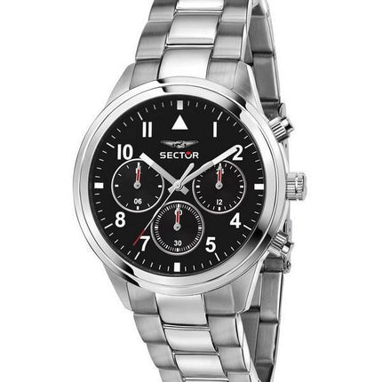 Sector 670 Dual Time Multifonction Acier Inoxydable Cadran Noir Quartz R3253540013 Montre Femme